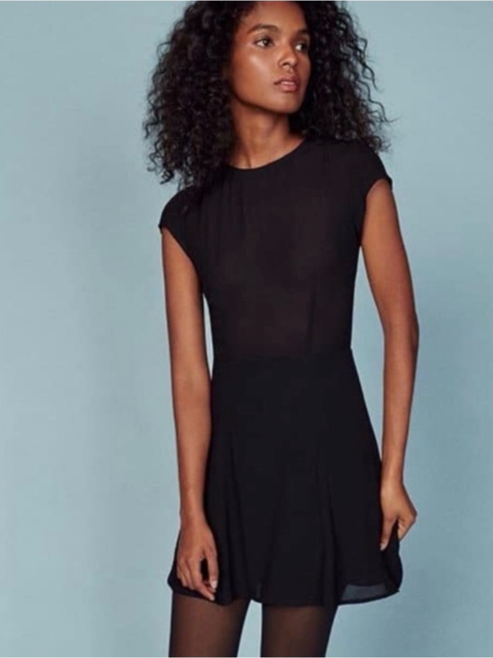 Reformation Millie Sheer Top Black Mini Dress